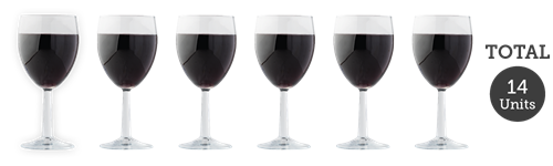 6 medium glasses red wine